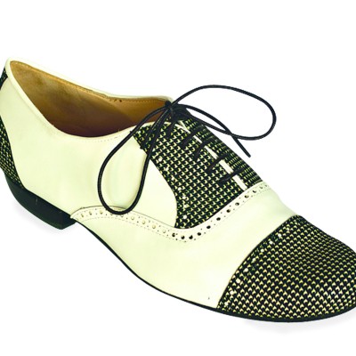 Arrabal White and Black Gingham Leather