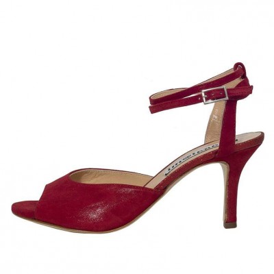 Iris Double Strap Glossy Red & Glitter insole Leather
