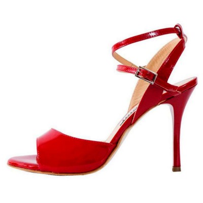 Maia Double Strap Deep Red Patent Leather