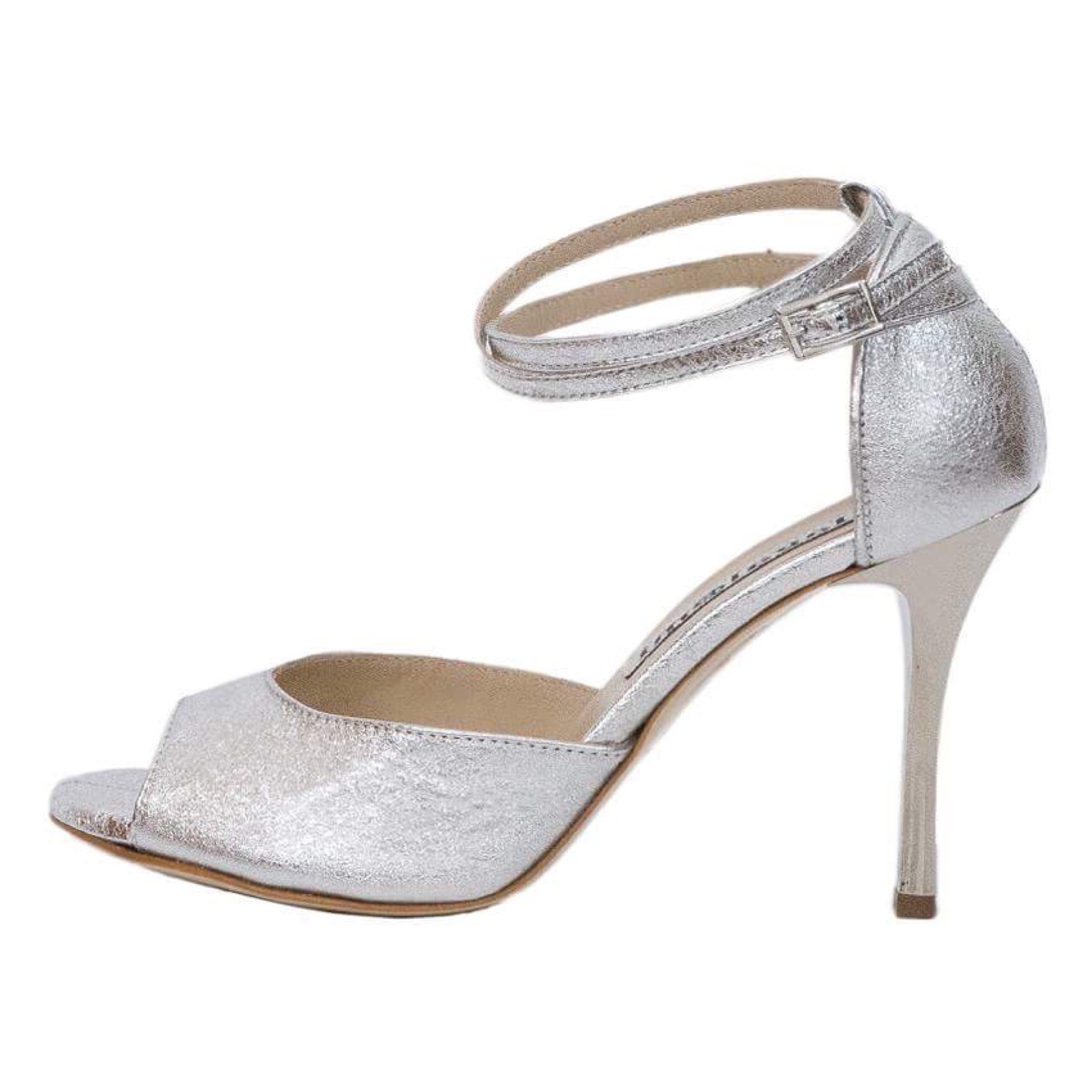 Lily Double Strap Crac Silver Leather