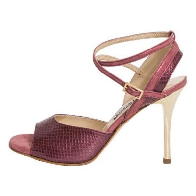 Nina Double Strap Cranberry and Blush Leather