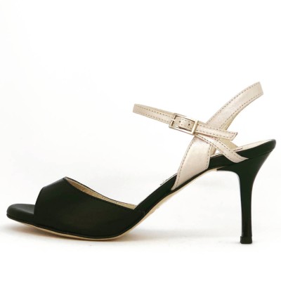 Maia Single Strap Black and Osterica Low heels