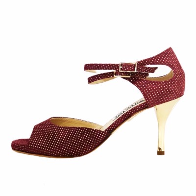 Soho ( I upper)  in Bordeaux and gold dots soft leather