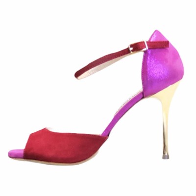 Isabel Single Strap Glossy Fuxia and Red Soft Leather