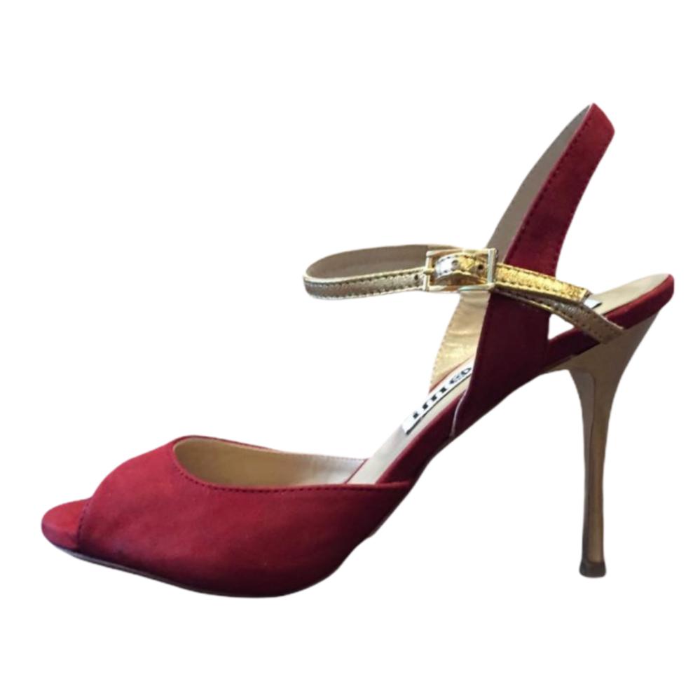 Rosa Single Strap Glossy Bordeaux and Gold Metallic