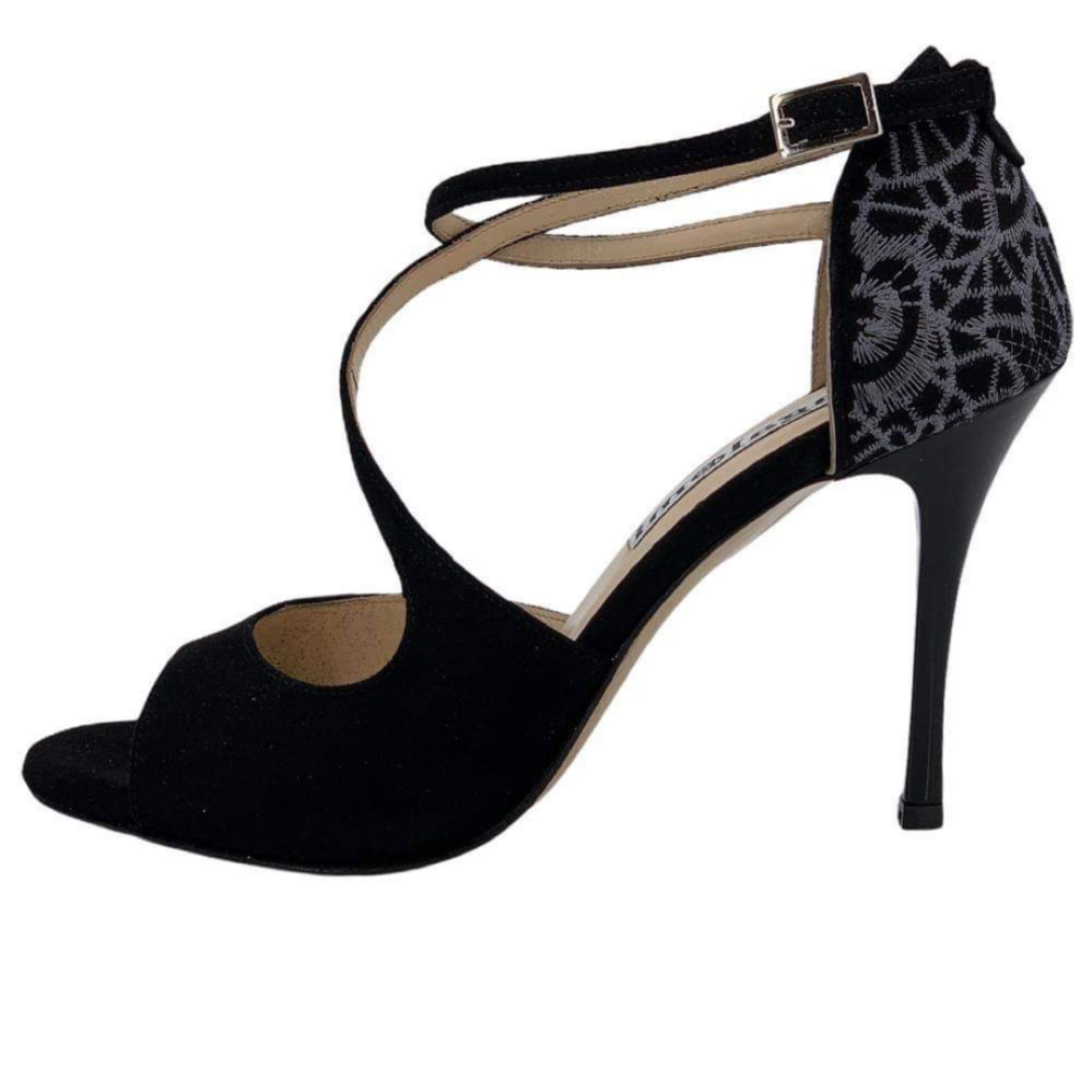 Venus Black suede  and Embroidery