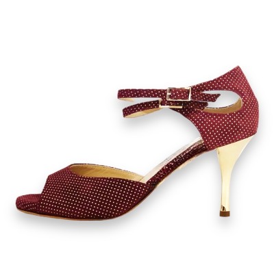 Soho ( I upper)  in Bordeaux and gold dots soft leather