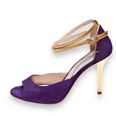 Flor Double Strap Deep Purple and Gold Leather