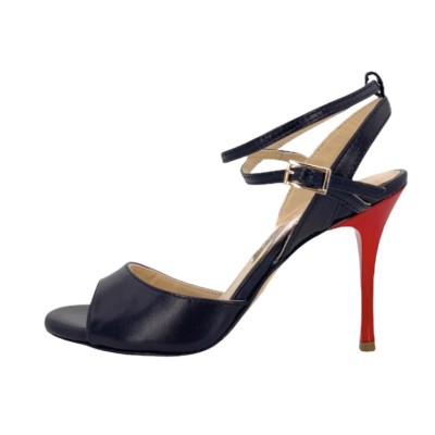 Maia Ds Black Nappa and Red Slim Heels