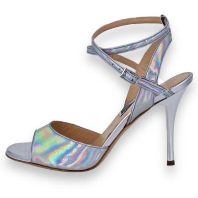 Maia Ds Silver iridescent metallic leather