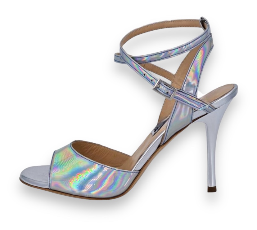 Maia Ds Silver iridescent metallic leather